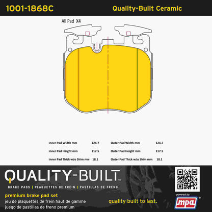 Quality-Built Quality-Built Premium Ceramic Brake Pads 1001-1868C