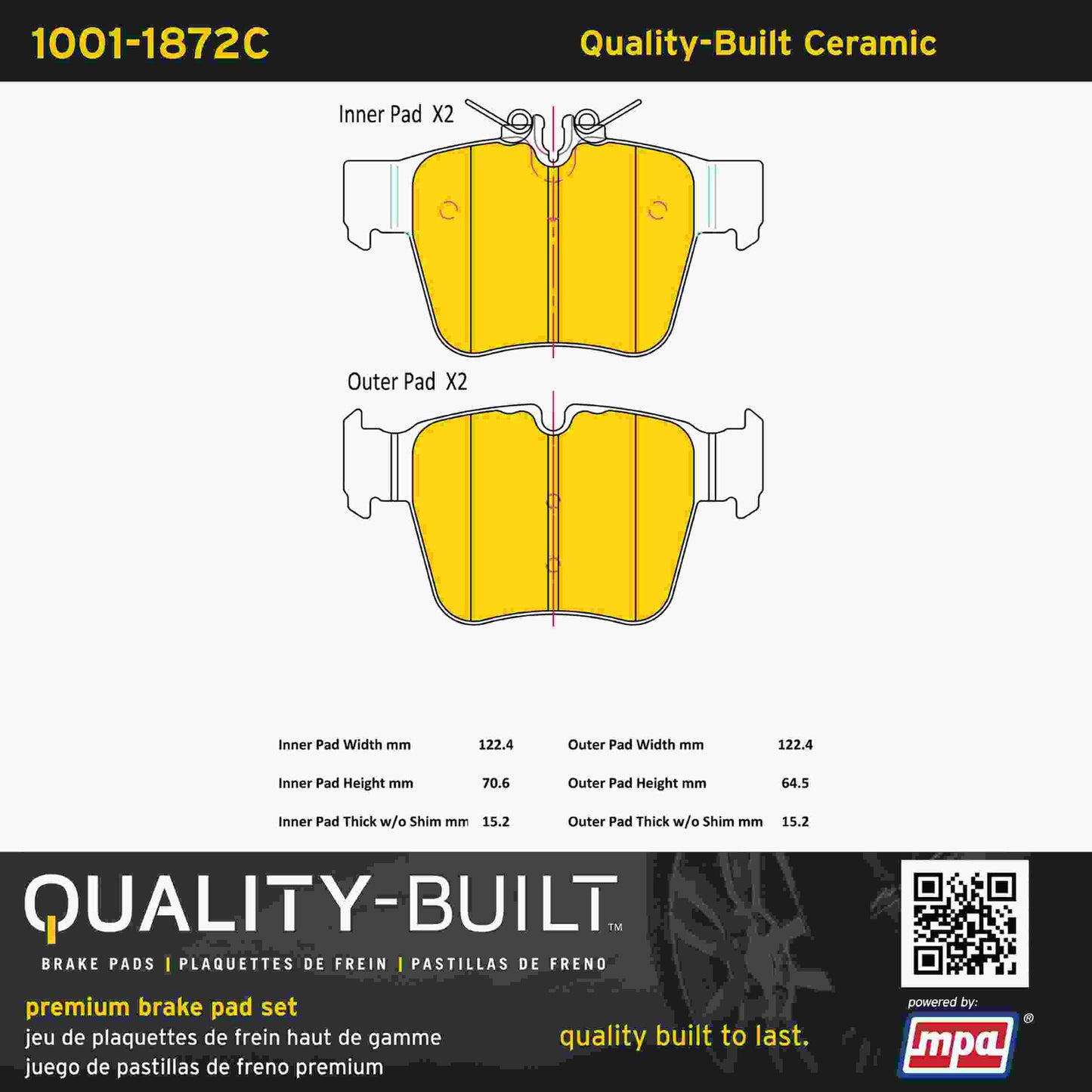 Quality-Built Quality-Built Premium Ceramic Brake Pads 1001-1872C