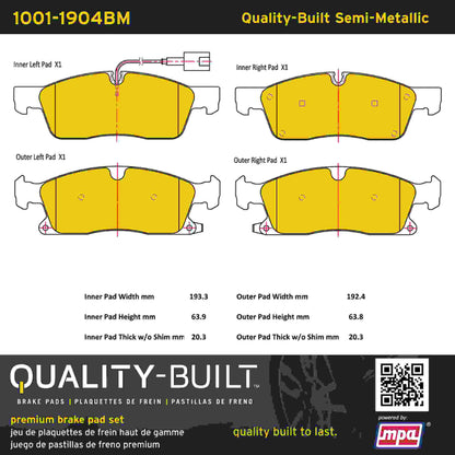 Quality-Built Quality-Built Premium Semi-Metallic Brake Pads 1001-1904BM
