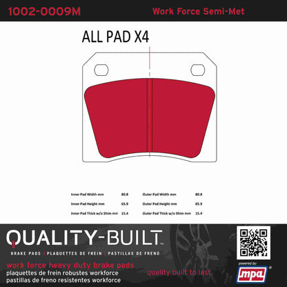Quality-Built Quality-Built Work Force Heavy Duty Brake Pads 1002-0009M
