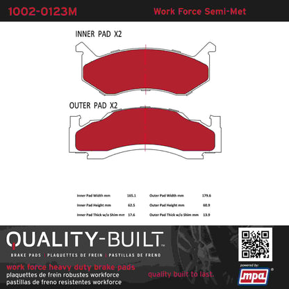 Quality-Built Quality-Built Work Force Heavy Duty Brake Pads w/ Hardware 1002-0123M