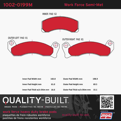 Quality-Built Quality-Built Work Force Heavy Duty Brake Pads w/ Hardware 1002-0199M