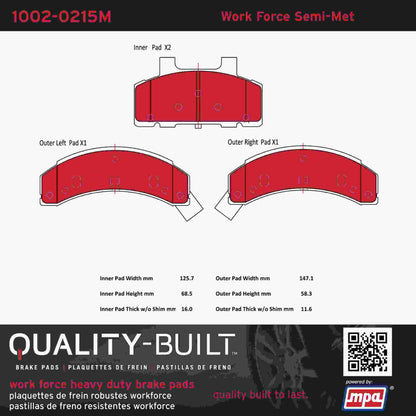 Quality-Built Quality-Built Work Force Heavy Duty Brake Pads w/ Hardware 1002-0215M