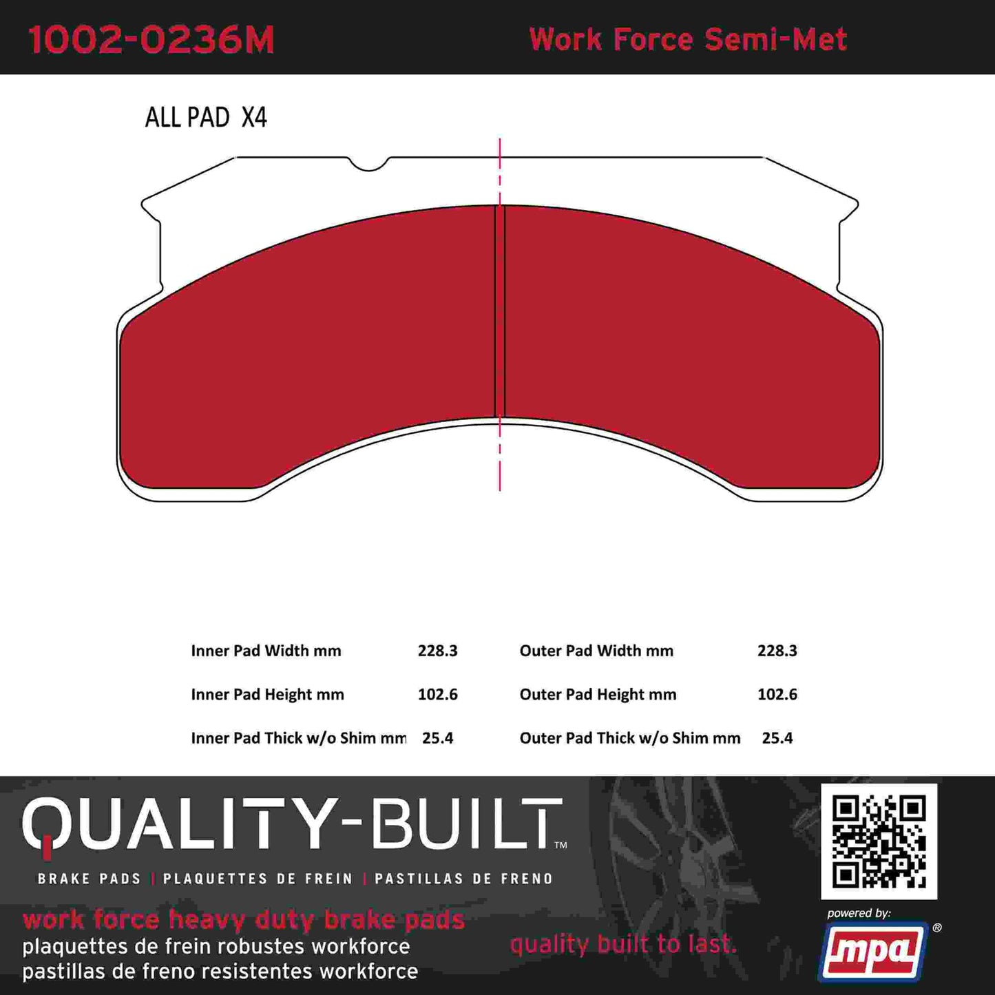 Quality-Built Quality-Built Work Force Heavy Duty Brake Pads 1002-0236M