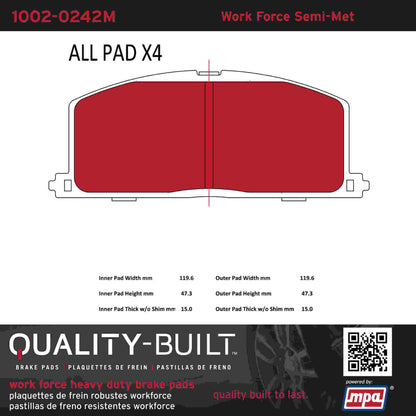 Quality-Built Quality-Built Work Force Heavy Duty Brake Pads w/ Hardware 1002-0242M