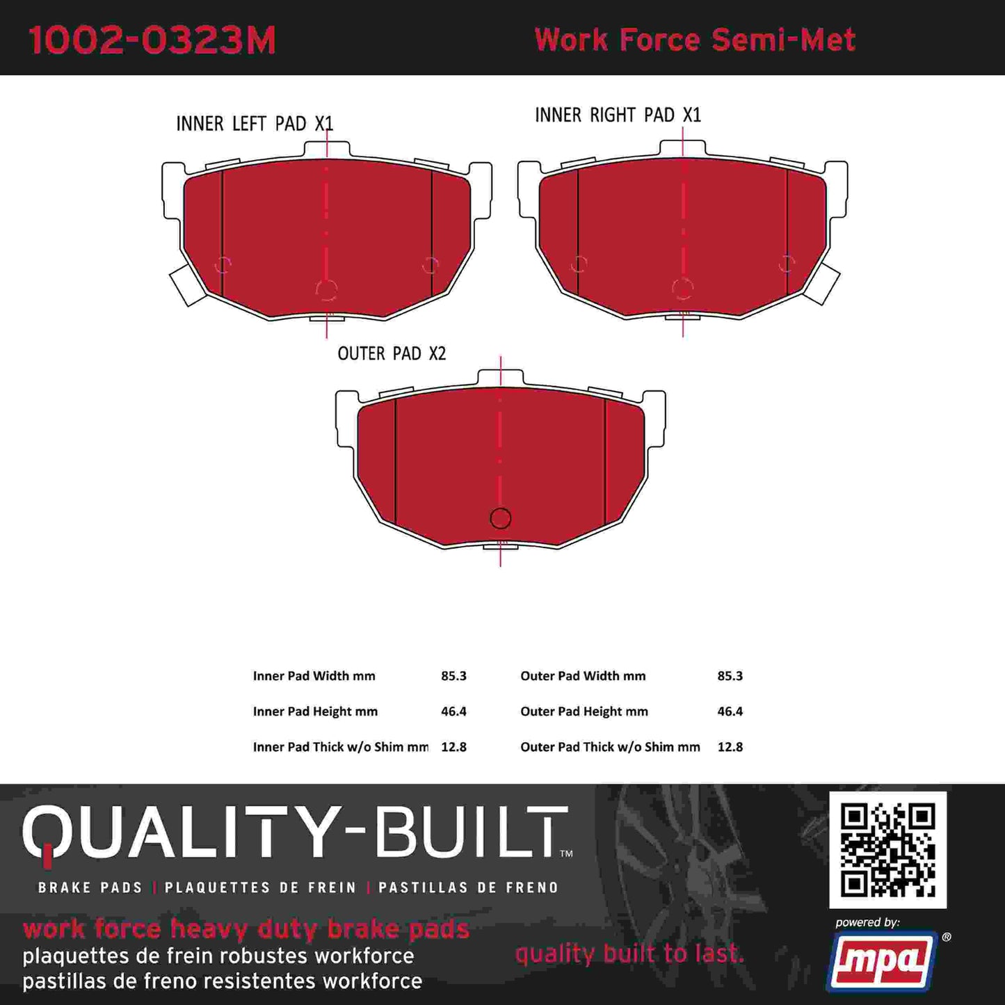 Quality-Built Quality-Built Work Force Heavy Duty Brake Pads w/ Hardware 1002-0323M