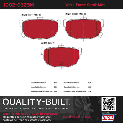 Quality-Built Quality-Built Work Force Heavy Duty Brake Pads w/ Hardware 1002-0323M