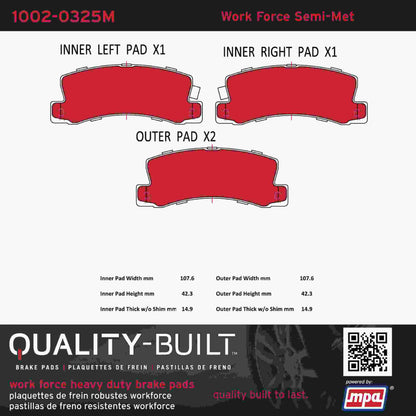 Quality-Built Quality-Built Work Force Heavy Duty Brake Pads w/ Hardware 1002-0325M