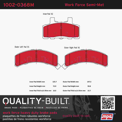 Quality-Built Quality-Built Work Force Heavy Duty Brake Pads w/ Hardware 1002-0368M
