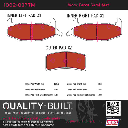 Quality-Built Quality-Built Work Force Heavy Duty Brake Pads w/ Hardware 1002-0377M