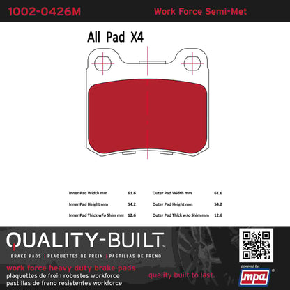 Quality-Built Quality-Built Work Force Heavy Duty Brake Pads 1002-0426M