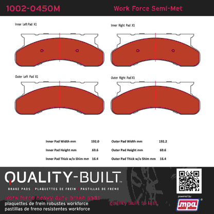 Quality-Built Quality-Built Work Force Heavy Duty Brake Pads w/ Hardware 1002-0450M