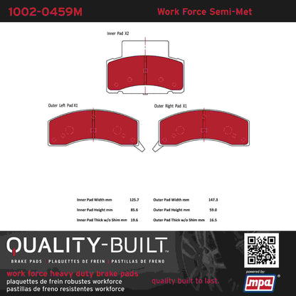 Quality-Built Quality-Built Work Force Heavy Duty Brake Pads w/ Hardware 1002-0459M