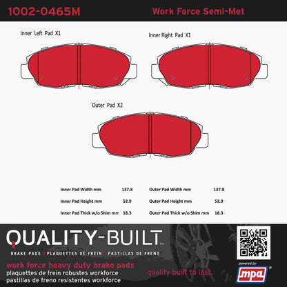 Quality-Built Quality-Built Work Force Heavy Duty Brake Pads w/ Hardware 1002-0465M