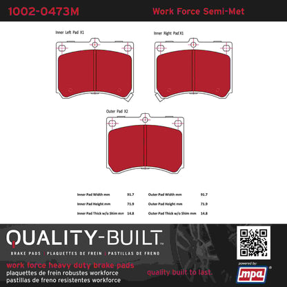 Quality-Built Quality-Built Work Force Heavy Duty Brake Pads w/ Hardware 1002-0473M