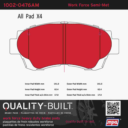 Quality-Built Quality-Built Work Force Heavy Duty Brake Pads w/ Hardware 1002-0476AM