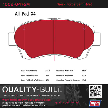 Quality-Built Quality-Built Work Force Heavy Duty Brake Pads w/ Hardware 1002-0476M