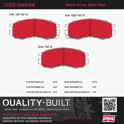Quality-Built Quality-Built Work Force Heavy Duty Brake Pads w/ Hardware 1002-0484M