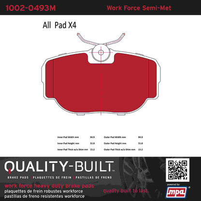 Quality-Built Quality-Built Work Force Heavy Duty Brake Pads 1002-0493M