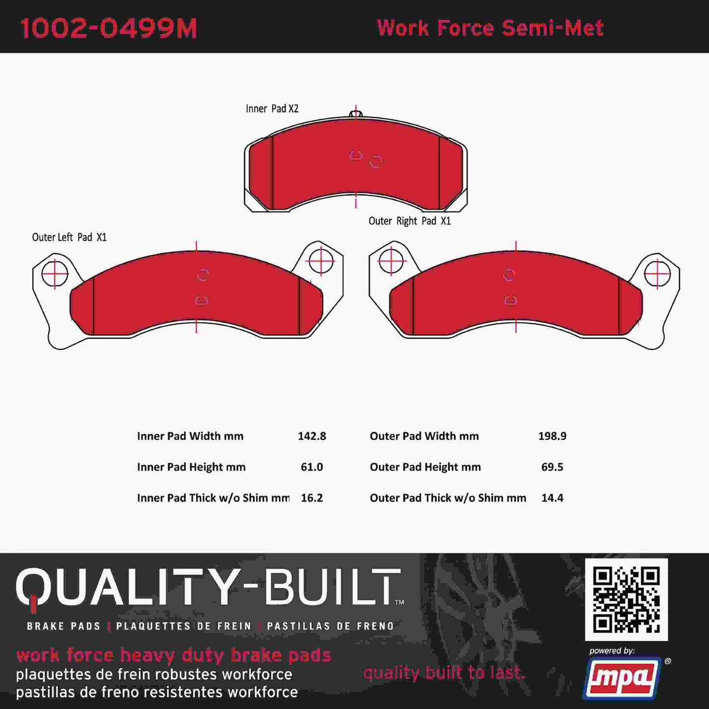 Quality-Built Quality-Built Work Force Heavy Duty Brake Pads w/ Hardware 1002-0499M