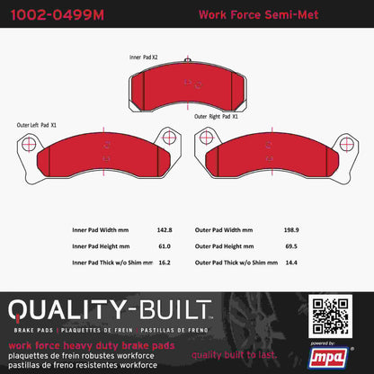 Quality-Built Quality-Built Work Force Heavy Duty Brake Pads w/ Hardware 1002-0499M
