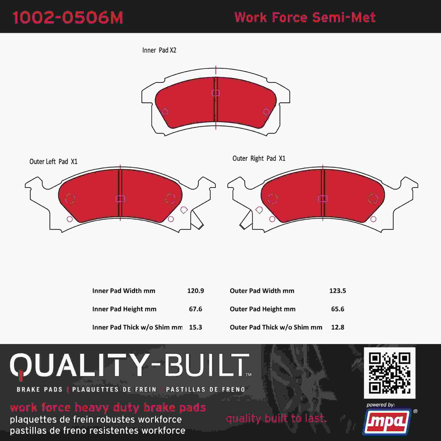 Quality-Built Quality-Built Work Force Heavy Duty Brake Pads w/ Hardware 1002-0506M