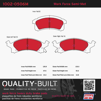 Quality-Built Quality-Built Work Force Heavy Duty Brake Pads w/ Hardware 1002-0506M