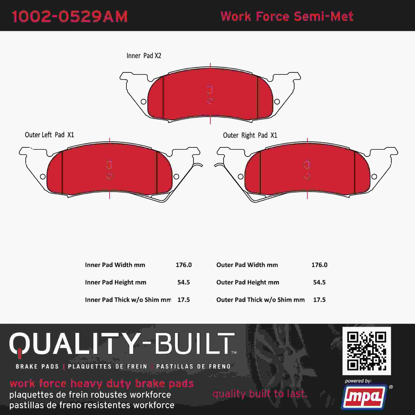 Quality-Built Quality-Built Work Force Heavy Duty Brake Pads w/ Hardware 1002-0529AM