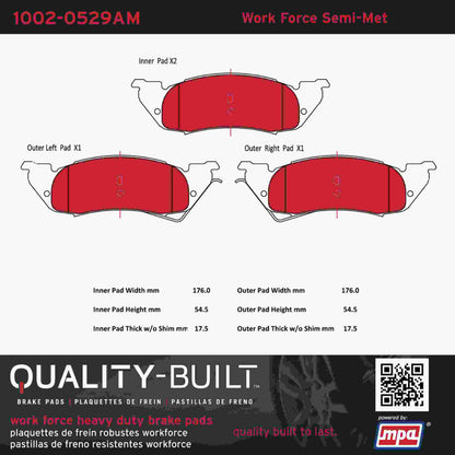 Quality-Built Quality-Built Work Force Heavy Duty Brake Pads w/ Hardware 1002-0529AM