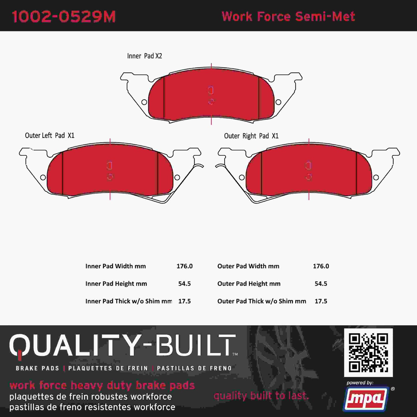 Quality-Built Quality-Built Work Force Heavy Duty Brake Pads w/ Hardware 1002-0529M
