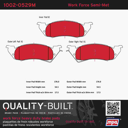 Quality-Built Quality-Built Work Force Heavy Duty Brake Pads w/ Hardware 1002-0529M