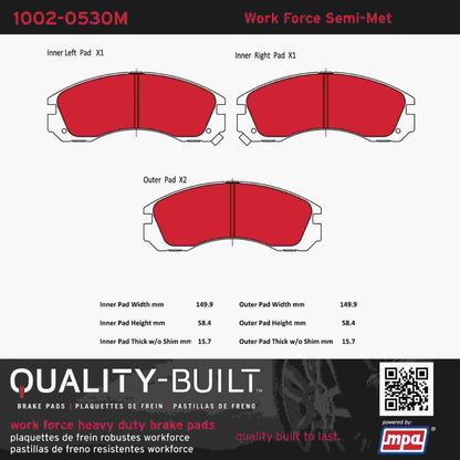 Quality-Built Quality-Built Work Force Heavy Duty Brake Pads w/ Hardware 1002-0530M