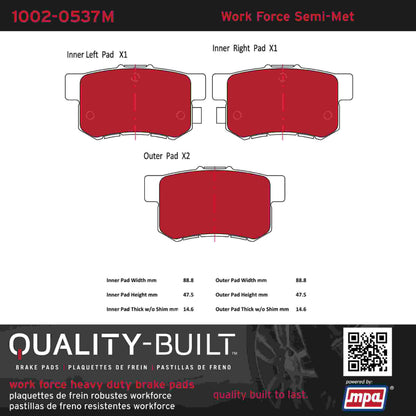Quality-Built Quality-Built Work Force Heavy Duty Brake Pads w/ Hardware 1002-0537M