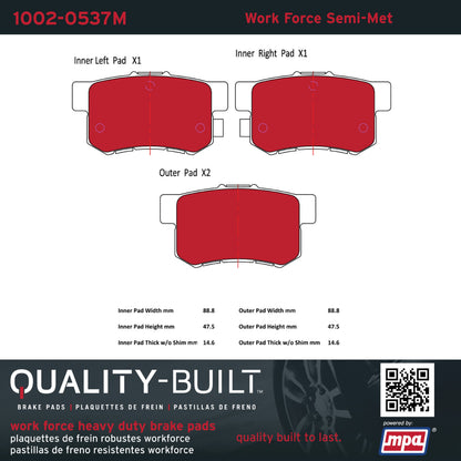 Quality-Built Quality-Built Work Force Heavy Duty Brake Pads w/ Hardware 1002-0537M