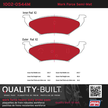 Quality-Built Quality-Built Work Force Heavy Duty Brake Pads w/ Hardware 1002-0544M