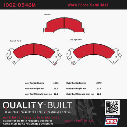 Quality-Built Quality-Built Work Force Heavy Duty Brake Pads 1002-0546M