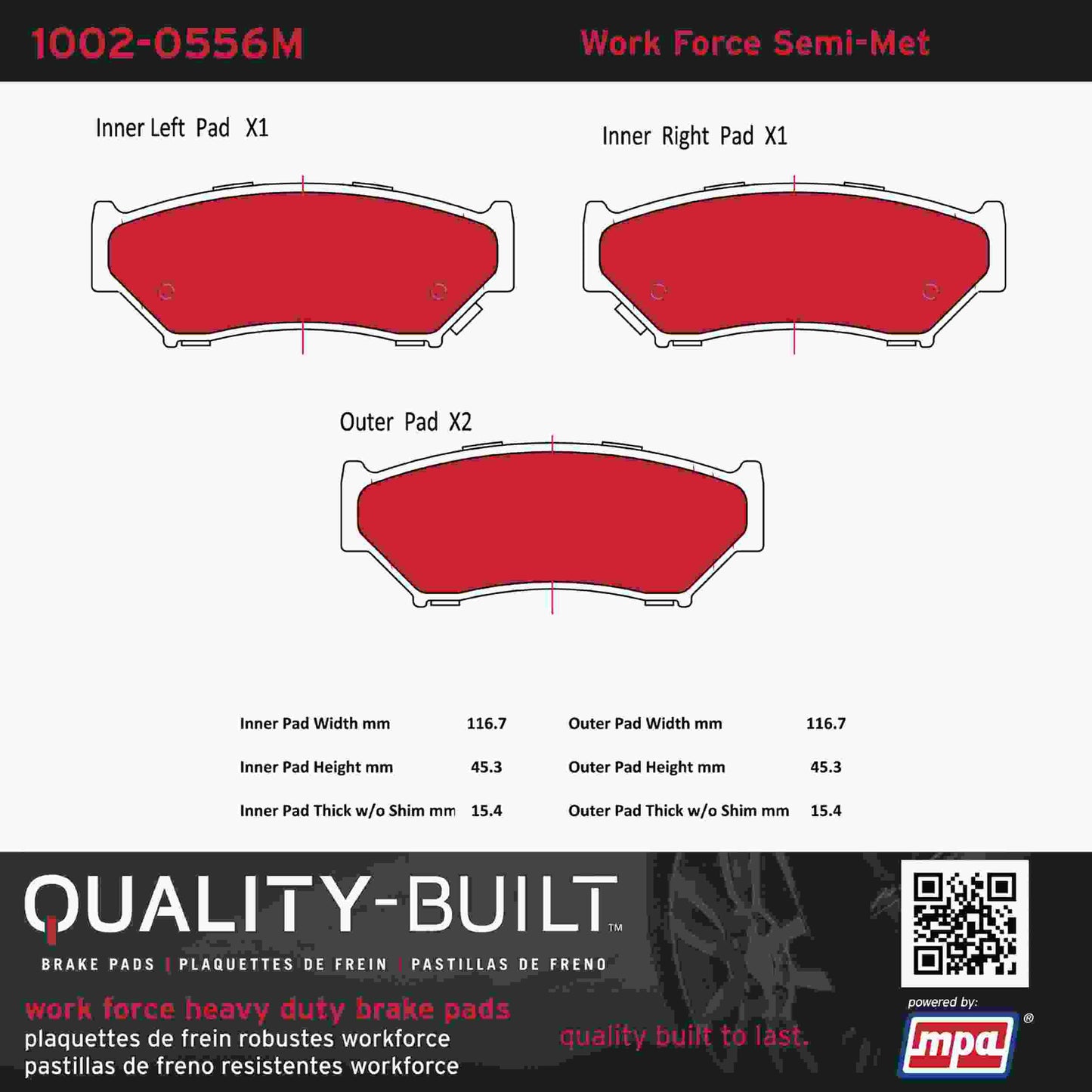 Quality-Built Quality-Built Work Force Heavy Duty Brake Pads w/ Hardware 1002-0556M