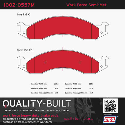 Quality-Built Quality-Built Work Force Heavy Duty Brake Pads w/ Hardware 1002-0557M