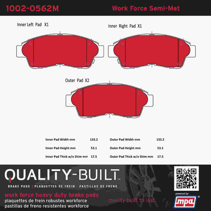 Quality-Built Quality-Built Work Force Heavy Duty Brake Pads w/ Hardware 1002-0562M