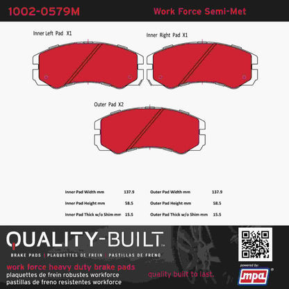 Quality-Built Quality-Built Work Force Heavy Duty Brake Pads w/ Hardware 1002-0579M
