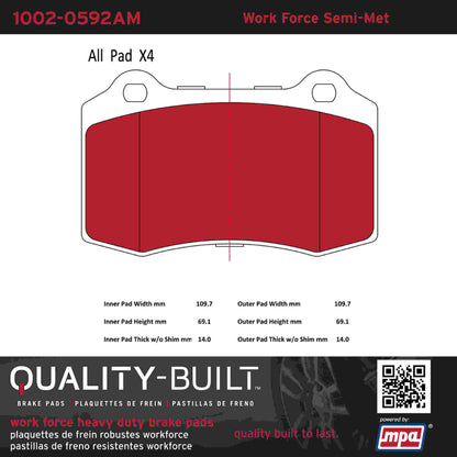 Quality-Built Quality-Built Work Force Heavy Duty Brake Pads 1002-0592AM