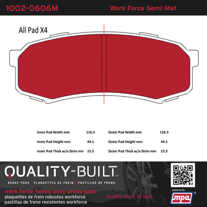 Quality-Built Quality-Built Work Force Heavy Duty Brake Pads w/ Hardware 1002-0606M