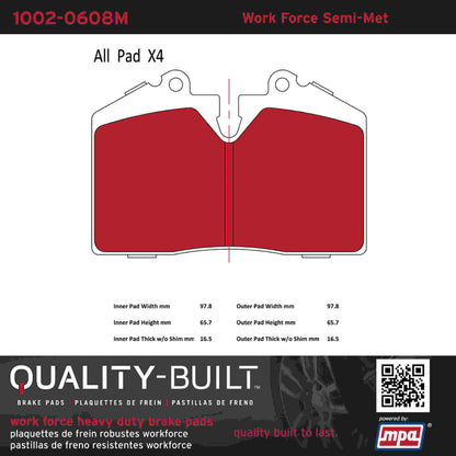 Quality-Built Quality-Built Work Force Heavy Duty Brake Pads 1002-0608M