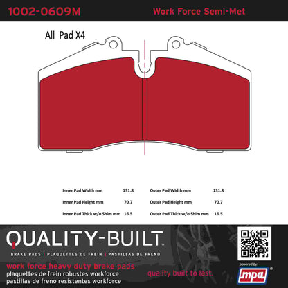 Quality-Built Quality-Built Work Force Heavy Duty Brake Pads 1002-0609M