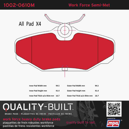 Quality-Built Quality-Built Work Force Heavy Duty Brake Pads w/ Hardware 1002-0610M