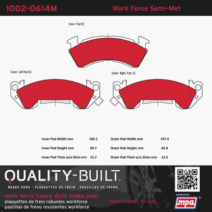 Quality-Built Quality-Built Work Force Heavy Duty Brake Pads w/ Hardware 1002-0614M