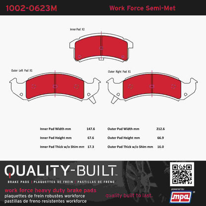 Quality-Built Quality-Built Work Force Heavy Duty Brake Pads w/ Hardware 1002-0623M