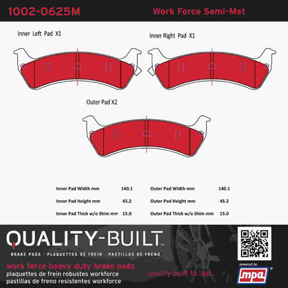 Quality-Built Quality-Built Work Force Heavy Duty Brake Pads w/ Hardware 1002-0625M