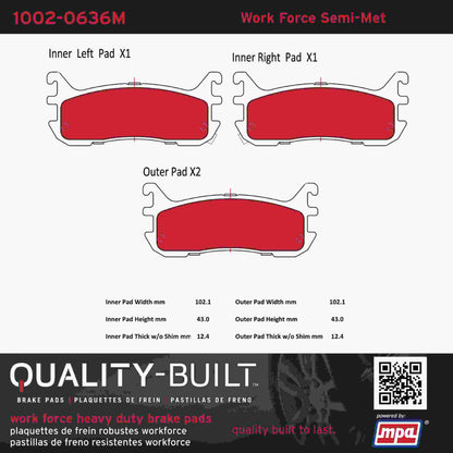 Quality-Built Quality-Built Work Force Heavy Duty Brake Pads w/ Hardware 1002-0636M