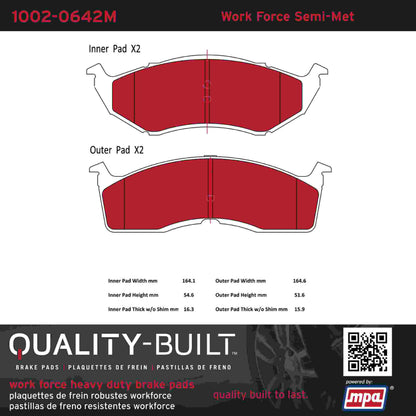 Quality-Built Quality-Built Work Force Heavy Duty Brake Pads w/ Hardware 1002-0642M